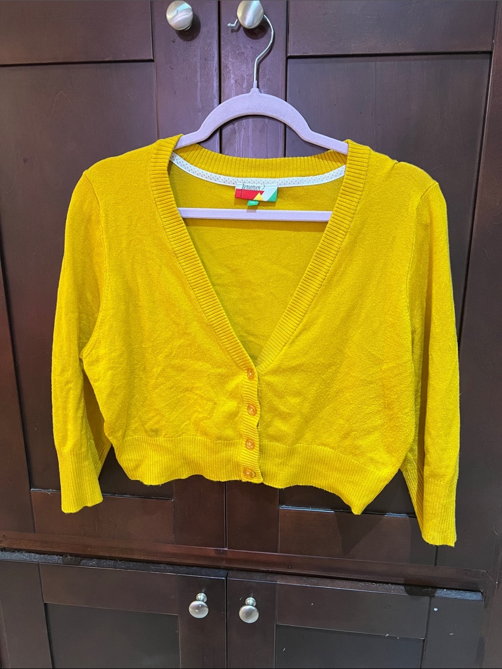 Mustard Yellow Cropped V-Neck Cardigan